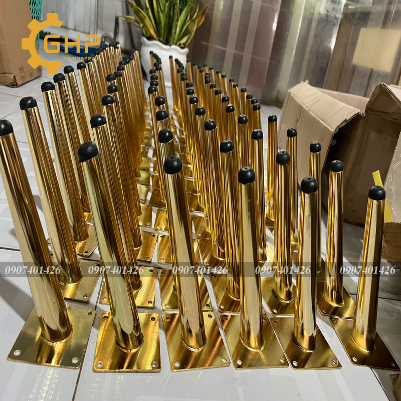 Chân sofa tròn vàng trụ xéo 20cm