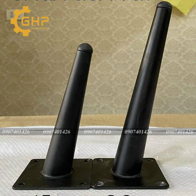 Chân ghế sofa tròn trụ chéo đen 20cm