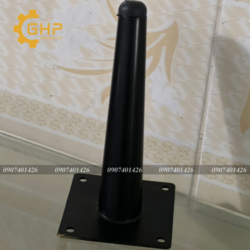 Chân côn bàn ghế sofa dài 20cm-đen-thẳng