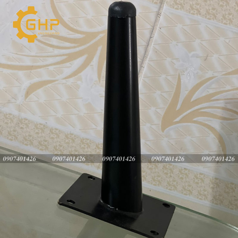 Chân côn bàn ghế sofa dài 20cm-đen-xéo