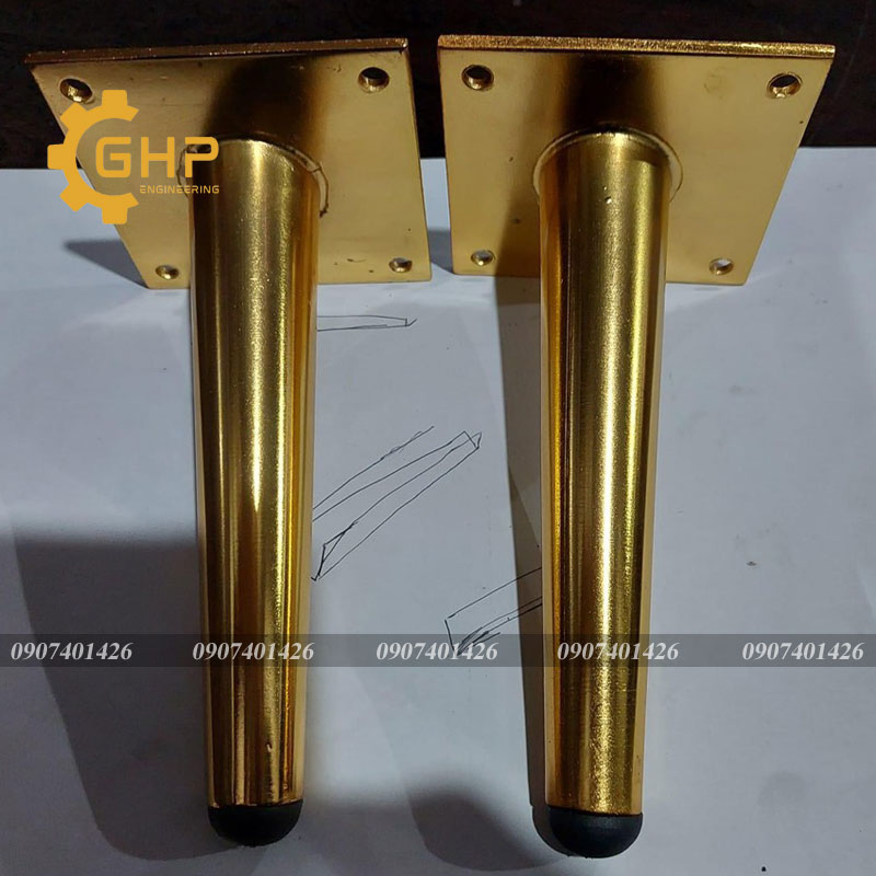 Chân côn bàn ghế sofa dài 10cm-vàng-thẳng